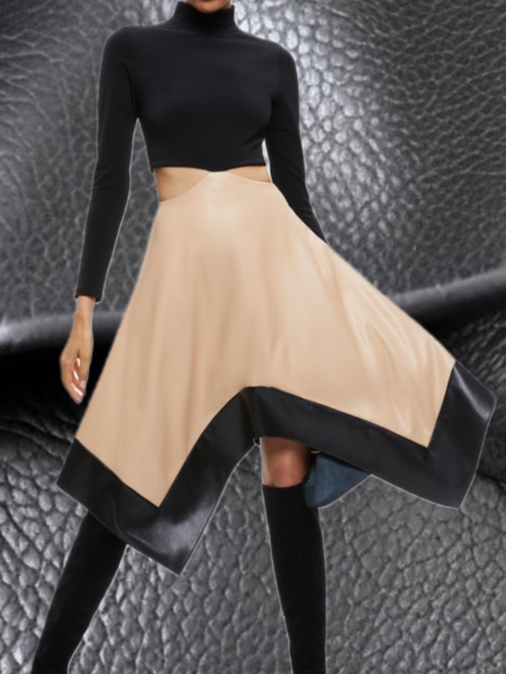 Alice + Olivia Beige and Asymmetrical Hem Dress with Cutouts - Picture 3 of 7